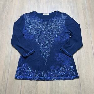 Y2K Long Sleeve Women's Sz Large Top with Floral Design